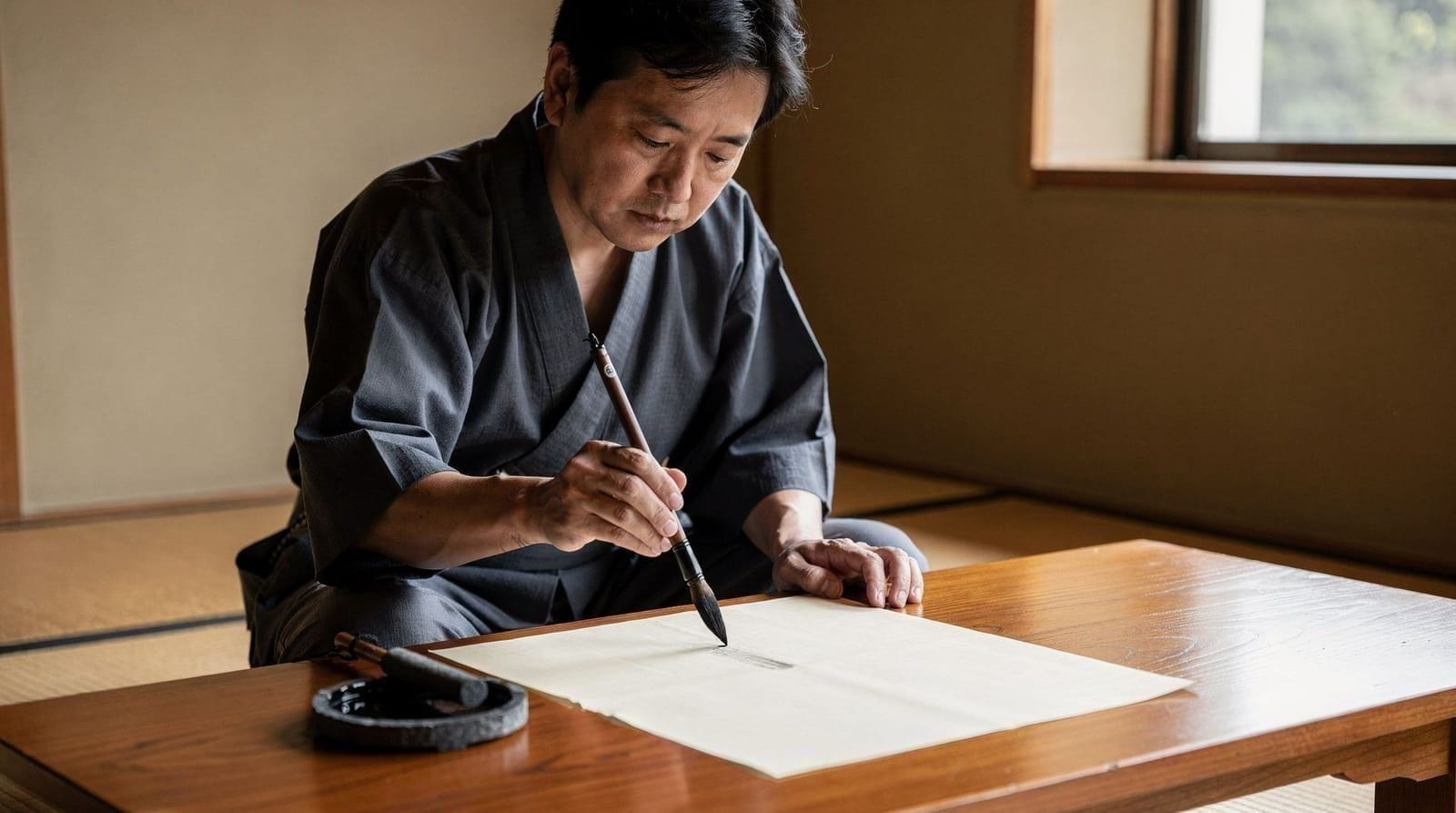 Calligraphy and traditional crafts in Kansai — Guide to calligraphy and craft experiences in Kansai — shodo with temple priests